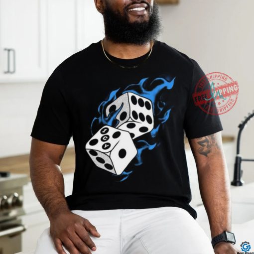 Icy Flaming Dice Graphic Tee Shirt