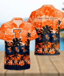 Illinois Fighting Illini Palms Tree Hawaiian Shirt