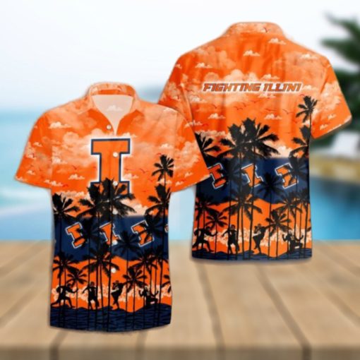 Illinois Fighting Illini Palms Tree Hawaiian Shirt