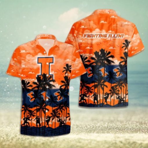 Illinois Fighting Illini Palms Tree Hawaiian Shirt