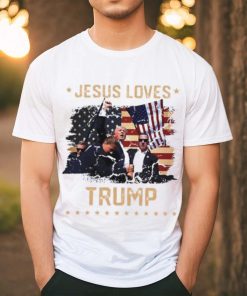 Jesus loves Donald Trump 2024 fist rally Trump rally 2024 USA flag shirt