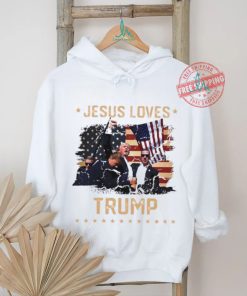 Jesus loves Donald Trump 2024 fist rally Trump rally 2024 USA flag shirt