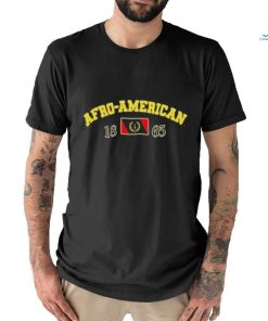 Jhilikeye wearing afro American heritage flag 1865 T shirt