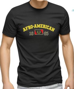 Jhilikeye wearing afro American heritage flag 1865 T shirt