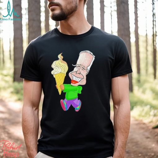 Joe Biden eating ice cream funny art shirt