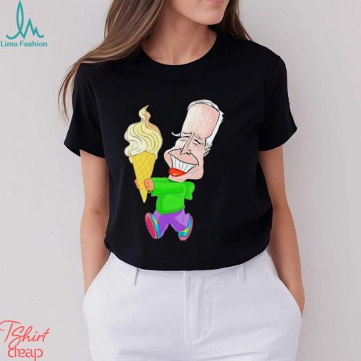 Joe Biden eating ice cream funny art shirt