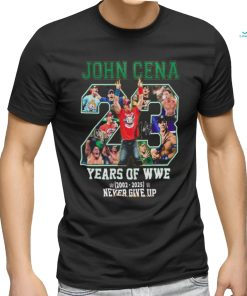 John Cena 23 Years Of WWE 2002 2025 Never Give Up Thank You For The Memories T Shirt