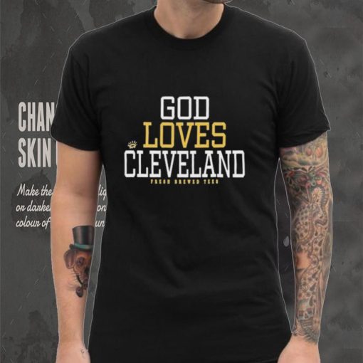 Julie Donuts Wearing God Loves Cleveland Fresh Brewed Shirt