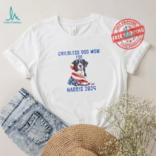 Kamala Harris 2024 Short Sleeve Tee Childless Dog Mom for Harris 2024 Shirt Dog Mom Election Top Patriotic Dog Mom Shirt