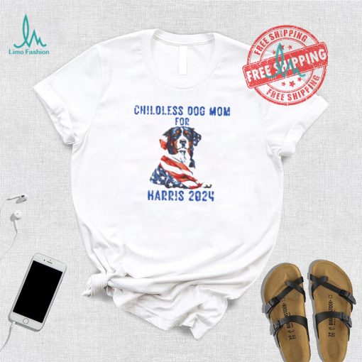 Kamala Harris 2024 Short Sleeve Tee Childless Dog Mom for Harris 2024 Shirt Dog Mom Election Top Patriotic Dog Mom Shirt