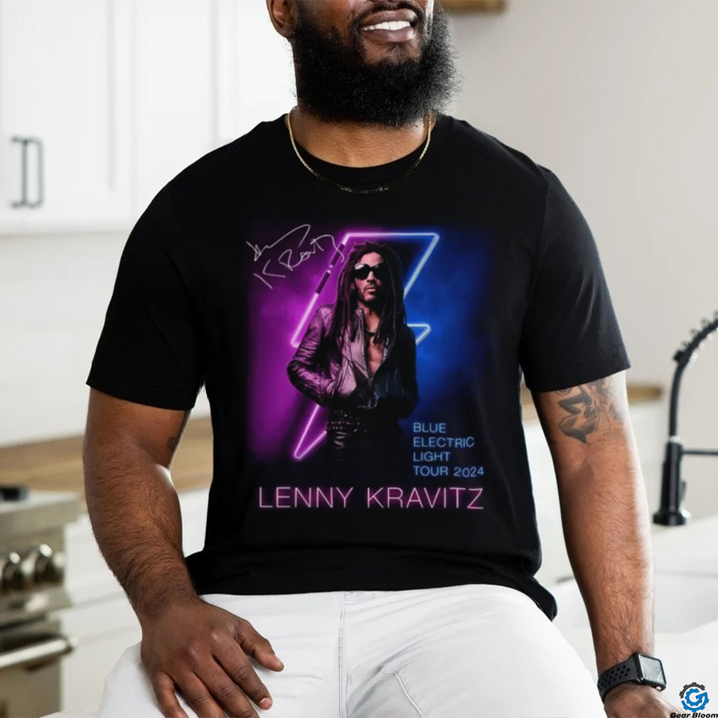 Lenny Kravitz Electric Blue Light Tour 2024 Signature Unisex T Shirt Lenny Kravitz Electric Blue Light Tour 2024 Signature Unisex T Shirt