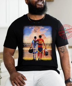 Lionel Messi and Lamine Yamal Champions shirt