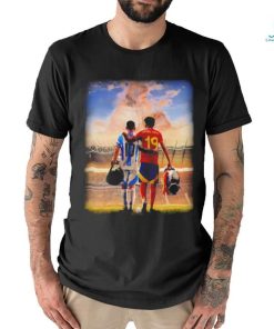 Lionel Messi and Lamine Yamal Champions shirt