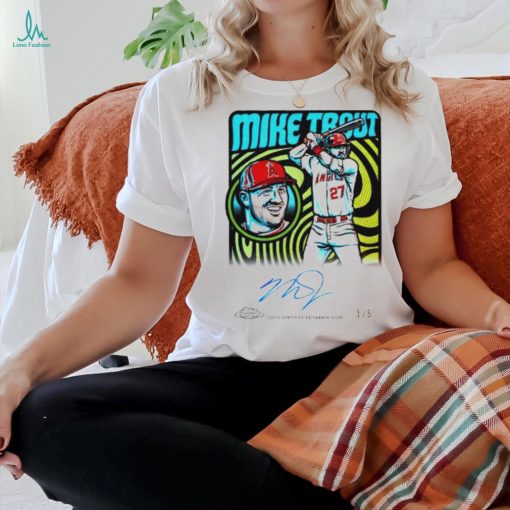 Los Angeles Angels Mike Trout topps card signature shirt