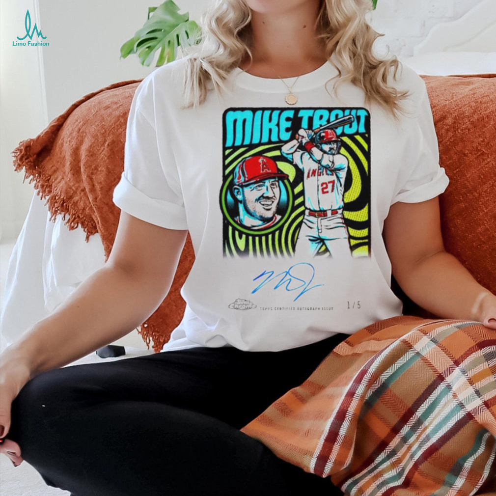 Los Angeles Angels Mike Trout topps card signature shirt Los Angeles Angels Mike Trout topps card signature shirt