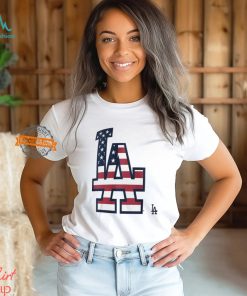 Los Angeles Dodgers L A logo x Flag of the United States shirt