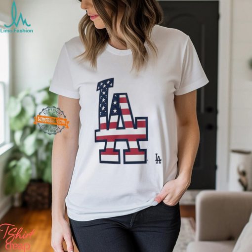 Los Angeles Dodgers L A logo x Flag of the United States shirt