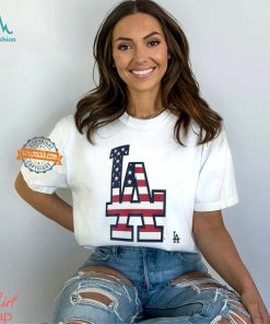 Los Angeles Dodgers L A logo x Flag of the United States shirt