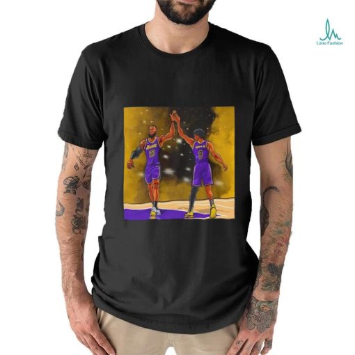 Los Angeles Lakers Lebron James and Bronny James Jr high five shirt
