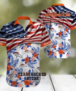 Men’s Denver Broncos Hawaiian Shirt USA Flag from USAmerci Store