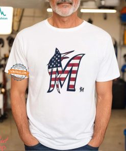 Miami Marlins M logo x Flag of the United States shirt