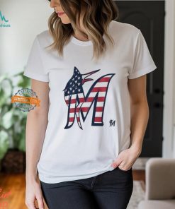 Miami Marlins M logo x Flag of the United States shirt