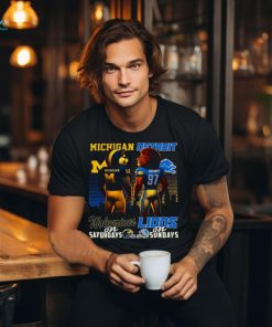 Michigan Wolverines on Saturdays Detroit Lions on Sundays mascot shirt