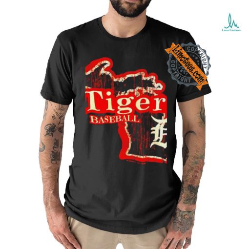 Michigan map Tigers baseball shirt