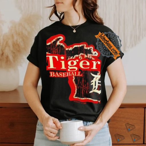 Michigan map Tigers baseball shirt