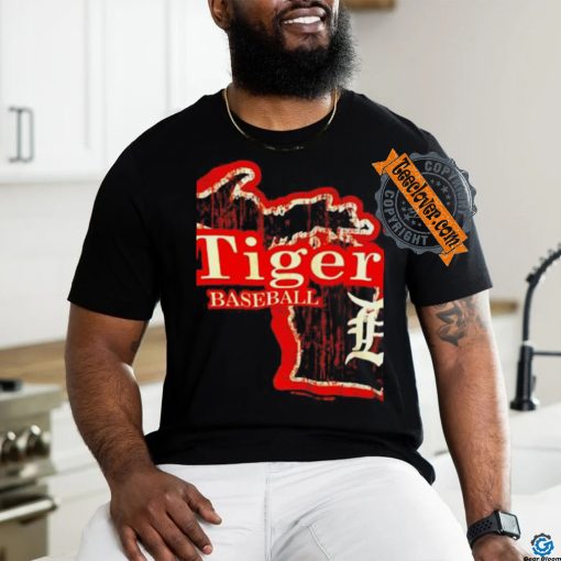 Michigan map Tigers baseball shirt