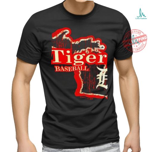 Michigan map Tigers baseball shirt