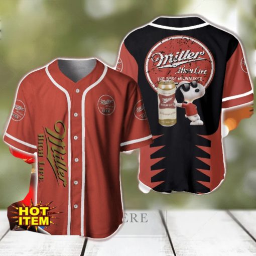 Miller High Life Snoopy Baseball Jersey Shirt For Snoopy Lovers Gift Ideas