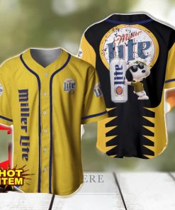 Miller Lite Snoopy Baseball Jersey Shirt For Snoopy Lovers Gift Ideas