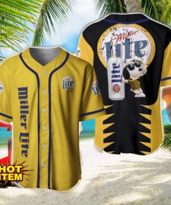 Miller Lite Snoopy Baseball Jersey Shirt For Snoopy Lovers Gift Ideas