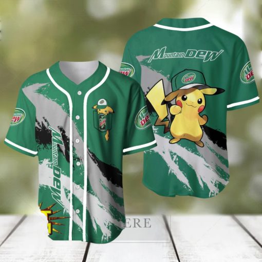 Mountain Dew Pikachu Pokemon Lover 3D Baseball Jersey Shirt