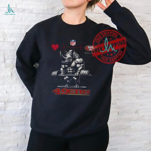 NFL San Francisco 49ers Team Funny Rhinoceros Powerlifting Hoodie Shirt