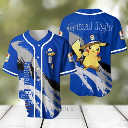 Natural Light Pikachu Pokemon Lover 3D Baseball Jersey Shirt