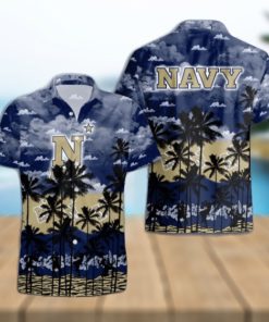 Navy Midshipmen Palms Tree Hawaiian Shirt