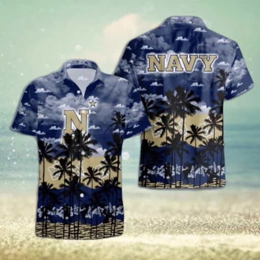 Navy Midshipmen Palms Tree Hawaiian Shirt