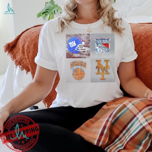 New York Sports Team Logo License Plate Art Giants Rangers Knicks Mets V8 Kids T Shirt