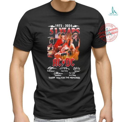Official ACDC 51 Years Of Rock Thank You For The Memories 1973 2024 T Shirt