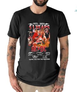 Official ACDC 51 Years Of Rock Thank You For The Memories 1973 2024 T Shirt