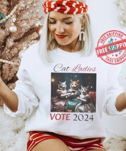 Official Cat Ladies Political Vote Women’s Rights Reproductive Rights Harris Cat Cheer Red Wine T shirt
