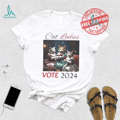 Official Cat Ladies Political Vote Women’s Rights Reproductive Rights Harris Cat Cheer Red Wine T shirt