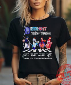 Official Detroit Lions Tigers Red Wings Detroit Piston Champions City T Shirt