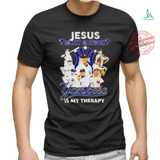 Official Jesus is My savior New York Yankees Is My Therapy Unisex T Shirt