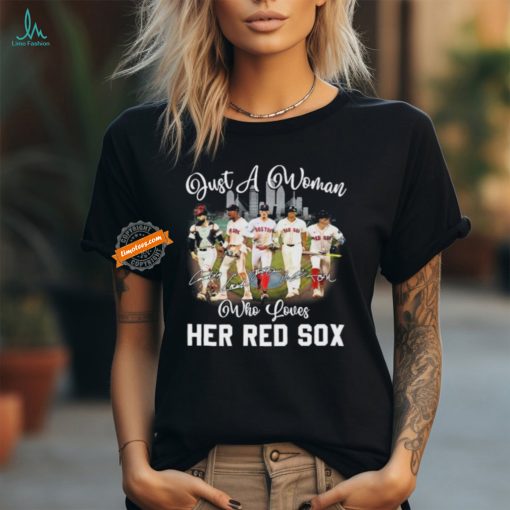 Official Just A Woman Who Loves Hers Boston Red Sox 2024 Signatures Shirt