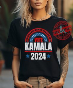 Official Kamala Harris 2024 vote for president election retro rainbow T shirt