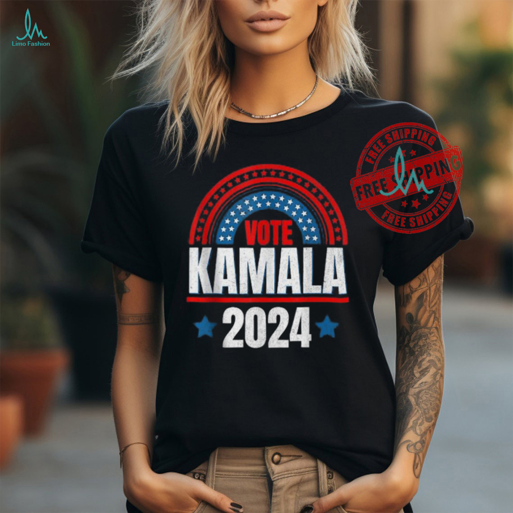 Official Kamala Harris 2024 vote for president election retro rainbow T shirt Official Kamala Harris 2024 vote for president election retro rainbow T shirt