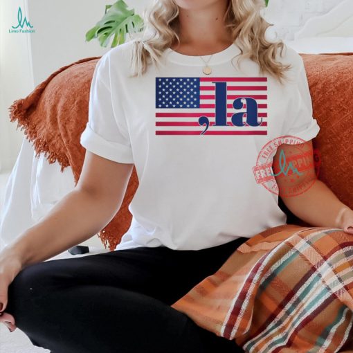 Official Kamala Harris comma LA 2024 president flag T shirt